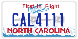 CAL4111  license plate in NC