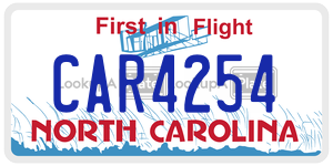 CAR4254 license plate in North Carolina