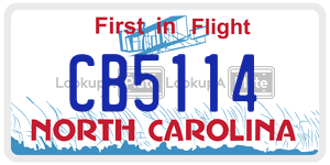 CB5114  license plate in NC