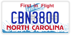 CBN3800  license plate in NC