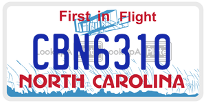 CBN6310 license plate in North Carolina