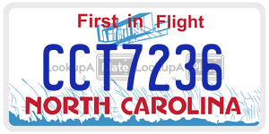 CCT7236  license plate in NC