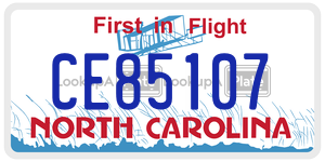 CE85107  license plate in NC