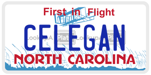 CELEGAN  license plate in NC