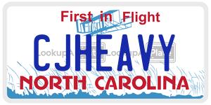 CJHEAVY  license plate in NC