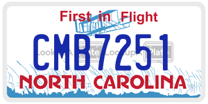 CMB7251  license plate in NC