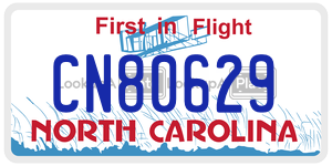 CN80629  license plate in NC