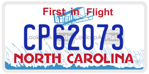 CP62073 license plate in North Carolina