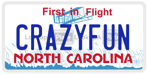 CRAZYFUN license plate in North Carolina