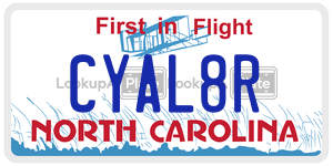 CYAL8R license plate in North Carolina