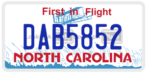 DAB5852  license plate in NC