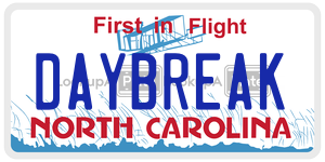 DAYBREAK  license plate in NC