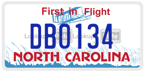 DB0134  license plate in NC