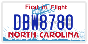 DBW8780 license plate in North Carolina