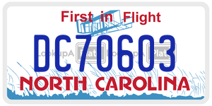 DC70603 license plate in North Carolina