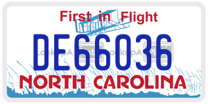 DE66036 license plate in North Carolina