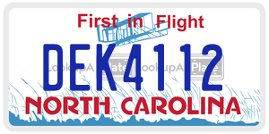 DEK4112 license plate in North Carolina