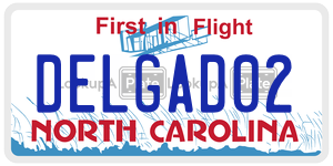 DELGAD02 license plate in North Carolina