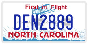 DEN2889 license plate in North Carolina