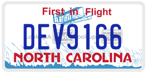 DEV9166 license plate in North Carolina