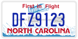 DFZ9123 license plate in North Carolina