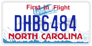 DHB6484  license plate in NC