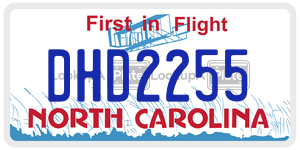 DHD2255  license plate in NC