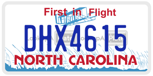 DHX4615  license plate in NC