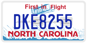 DKE8255 license plate in North Carolina