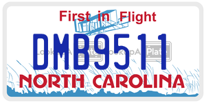 DMB9511 license plate in North Carolina