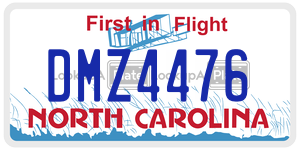 DMZ4476  license plate in NC