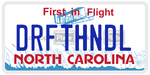 DRFTHNDL  license plate in NC
