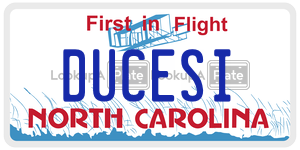 DUCESI license plate in North Carolina