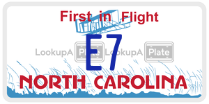 E7  license plate in NC