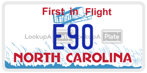 E90 license plate in North Carolina