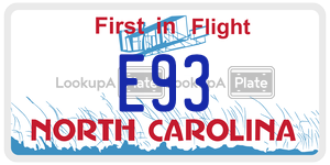 E93 license plate in North Carolina