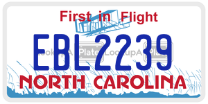 EBL2239  license plate in NC