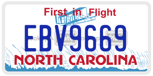 EBV9669 license plate in North Carolina