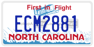 ECM2881  license plate in NC