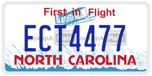 ECT4477 license plate in North Carolina