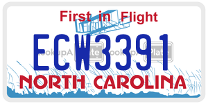ECW3391 license plate in North Carolina
