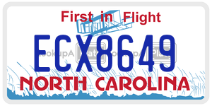 ECX8649  license plate in NC