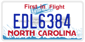 EDL6384 license plate in North Carolina