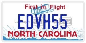 EDVH55 license plate in North Carolina