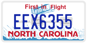 EEX6355  license plate in NC