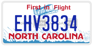 EHV3834  license plate in NC