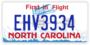 EHV3934  license plate in NC