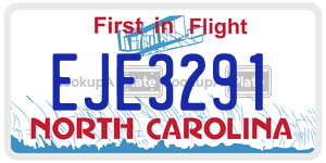 EJE3291  license plate in NC