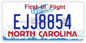 EJJ8854 license plate in North Carolina