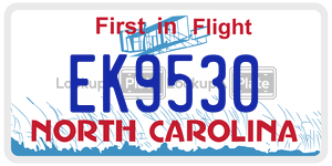 EK9530 license plate in North Carolina